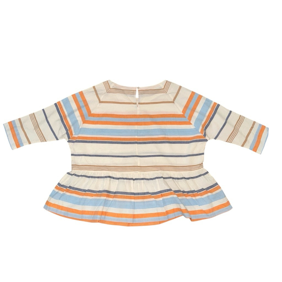 Anthropologie The Odells Sabbia Peplum Top Size M - White, Orange - Picture 5 of 11